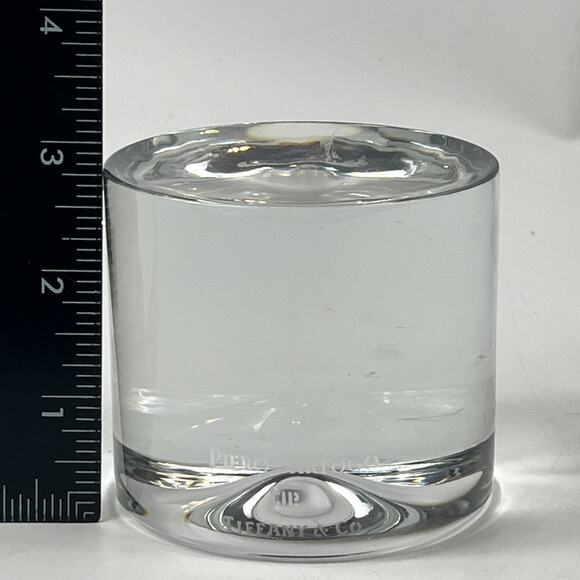 Tiffany & Co Piero Sartogo Lead Crystal Paperweight 3" Cylinder Signed Italy - Picture 7 of 10